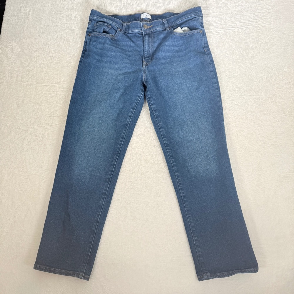 Loft Outlet Boyfriend Womens Medium Wash Straight Leg Stretch Denim Jeans sz 12